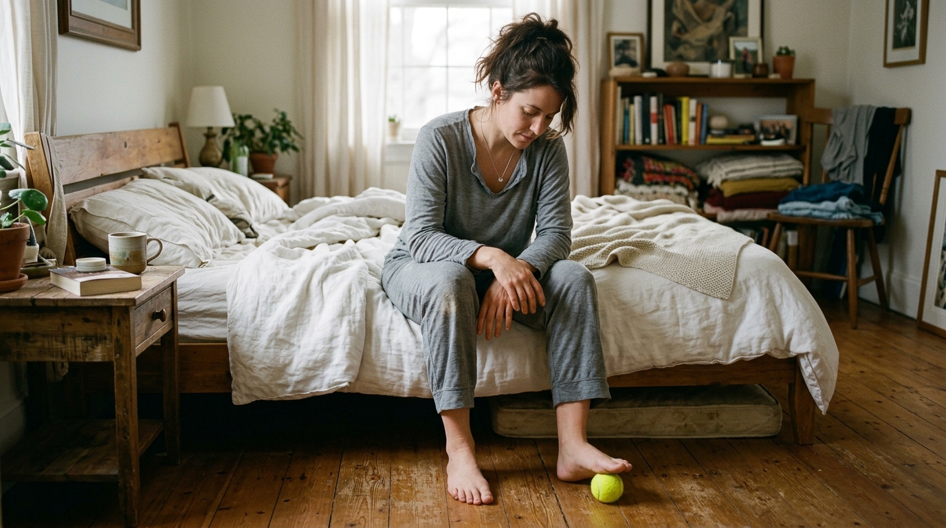 Using a Simple Tennis Ball to Relieve Plantar Fasciitis Pain Before Leaving Your Bed