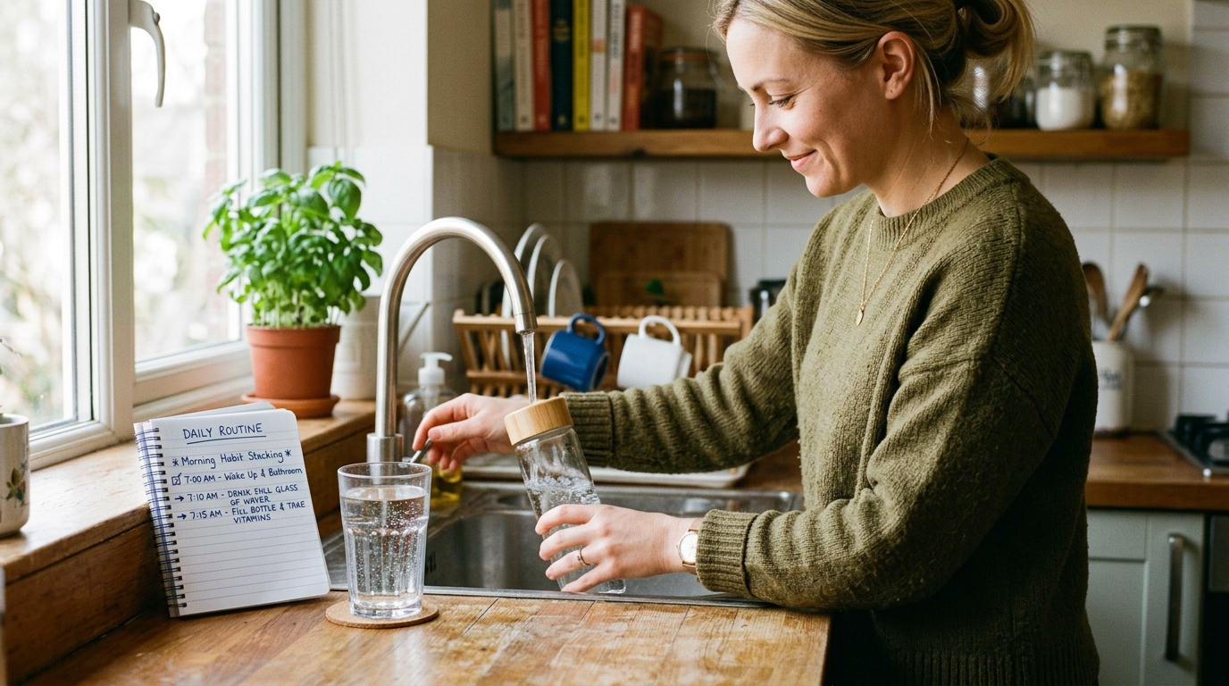 Using Habit Stacking to Drink a Gallon of Water Without Constant Bathroom Trips